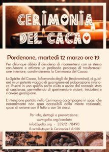 cerimonia del cacao pordenone 12 marzo 2024